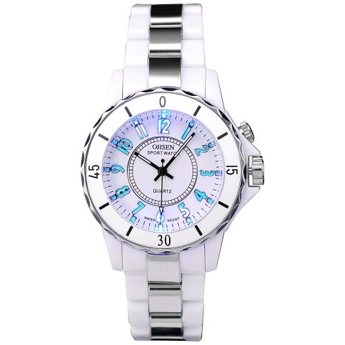 追加の写真2: 7色LED発光機能搭載♪スポーツ・ファッション腕時計☆ホワイト【OHSEN・2013年製】新品