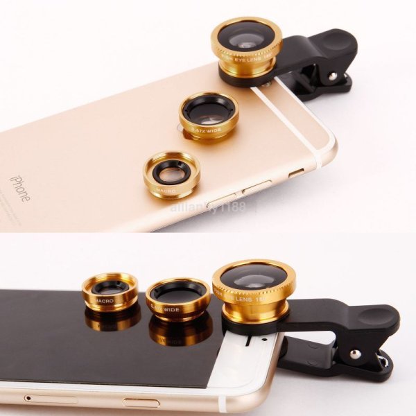 画像2:  iphone装着レンズ3点セット 【広角レンズ+魚眼レンズ+拡大レンズ】 専用ケース付き