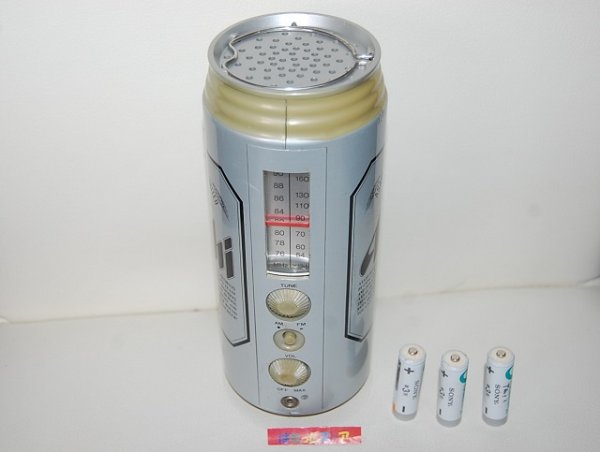 画像2: アサヒビール創業100周年記念・アサヒスーパードライ大型ビッグ1000ml缶ビール型 NEC 日本電気製　AM/FM ラジオ 1989年製