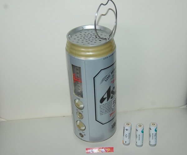 画像1: アサヒビール創業100周年記念・アサヒスーパードライ大型ビッグ1000ml缶ビール型 NEC 日本電気製　AM/FM ラジオ 1989年製