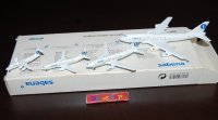 SCHABAK製 Nr.910-6 縮尺1/600 サベナ・ベルギー航空 BAe146/Boeing737/Airbus310/Boeing747主要４機セット・1990年代ドイツ製