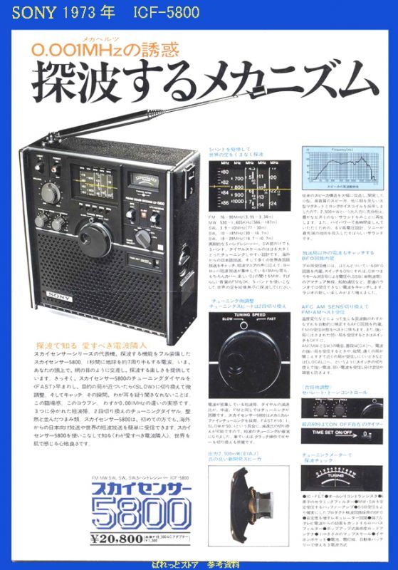 ソニー スカイセンサー5800 ラジオ受信機1973年製 （ICF-5800 FM/AM/SW ...