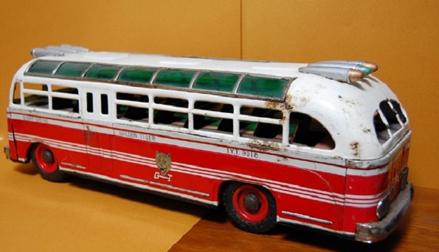 山崎玩具工業（IY METAL-TOYS） No.3018 "Golden Tiger"観光バス 1955年・当時物 - ぱれっとストア