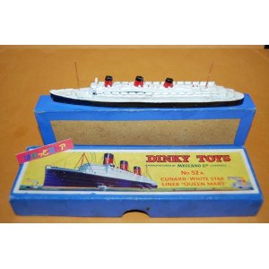 画像: 英国・DINKY-TOYS No.52a Cunard White Star Line "Queen Mary" 1936年製（当時もの）・元箱付き