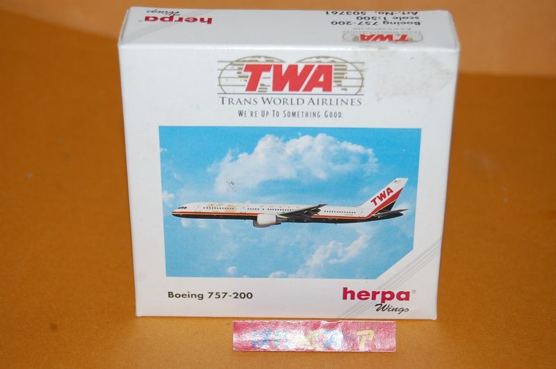 画像: ドイツ・herpa Wings 製 No.503761 縮尺1/500 "TRANS WORLD AIRLINES" Boeing 757-200 1982年式