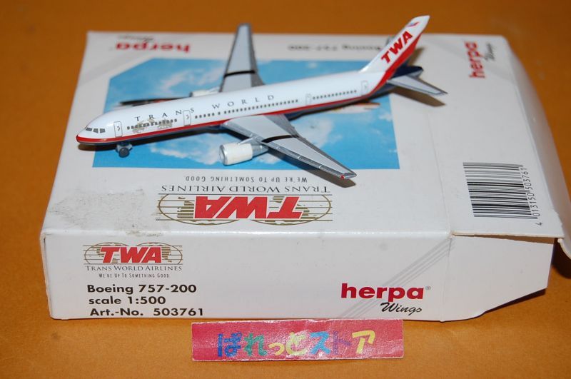 画像1: ドイツ・herpa Wings 製 No.503761 縮尺1/500 "TRANS WORLD AIRLINES" Boeing 757-200 1982年式