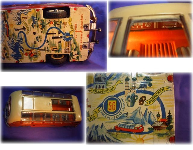 画像: ドイツ・Günthermann　 (SG) 製 Setra S8 1951 『ロマンチック街道』観光バス・ブリキのおもちゃ・　1951年製・アメリカ軍占領時のドイツ製品