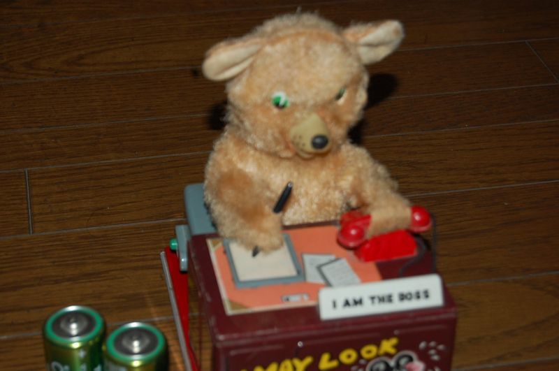 画像3: アメリカ・LINEMAR Battery Operated Toys TELEPHONE BEAR" I AM THE BOSS"・可動／美品・1950年代・日本工場製・電動ブリキおもちゃ