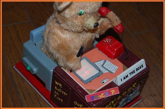 画像5: アメリカ・LINEMAR Battery Operated Toys TELEPHONE BEAR" I AM THE BOSS"・可動／美品・1950年代・日本工場製・電動ブリキおもちゃ