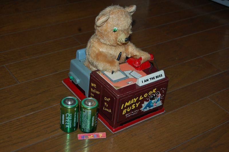 画像: アメリカ・LINEMAR Battery Operated Toys TELEPHONE BEAR" I AM THE BOSS"・可動／美品・1950年代・日本工場製・電動ブリキおもちゃ