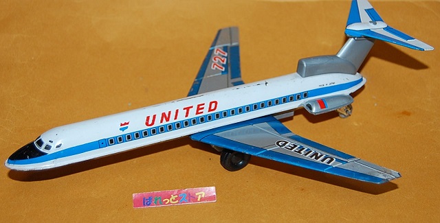 画像: 斉藤玩具株式会社 Boeing 727  "UNITED" Airlines 1963年 ブリキの飛行機・当時物