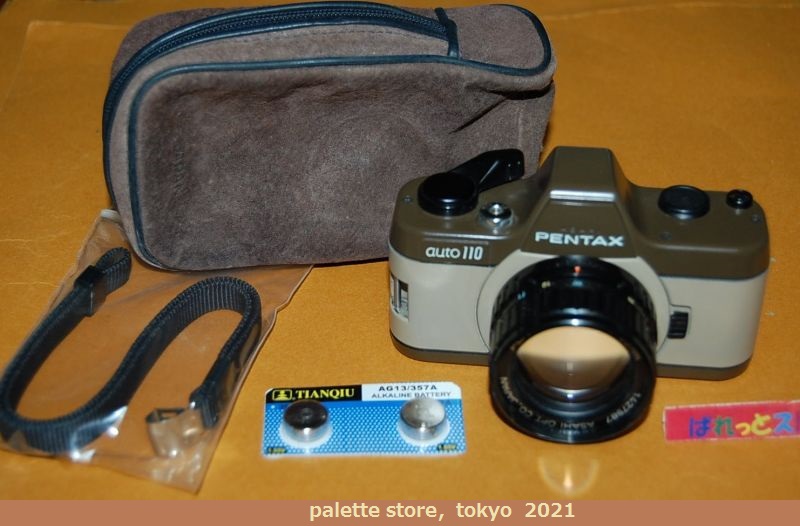 画像: ASAHI PENTAX auto110ボディー＆ 50mm F2.8望遠レンズ＆純正ケース付き・一眼レフカメラ1979年式・限定版マルーンカラー